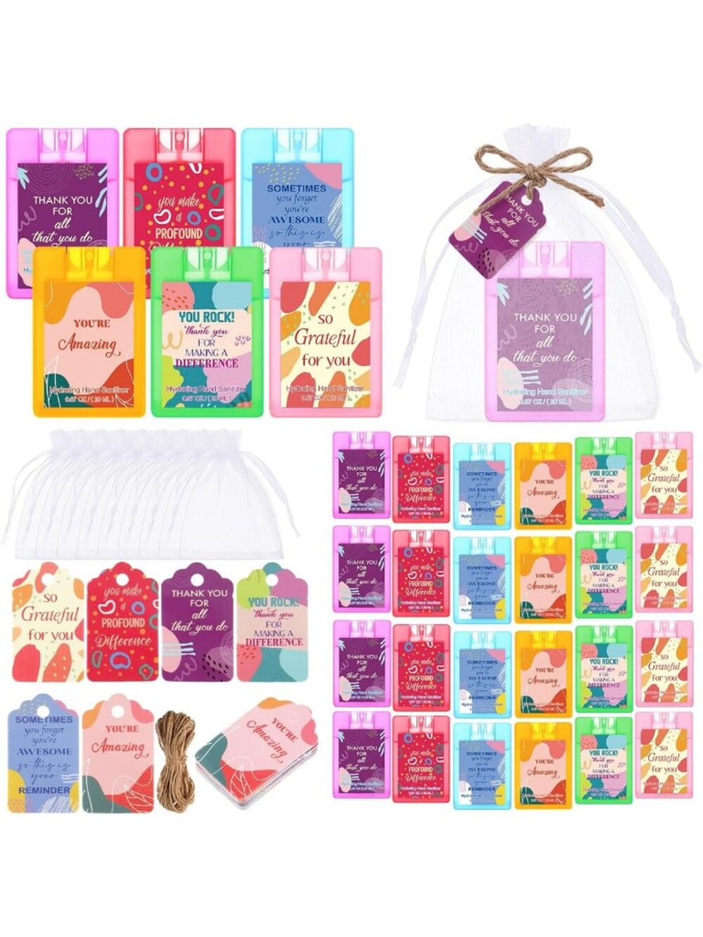 144 Pcs Mini Travel Size Sanitizer Spray Set - Portable Pocket Rainbow Colors